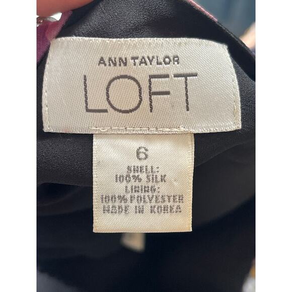 Vintage Ann Taylor Loft Women's Size 6 Purple Leaf Print 100% Silk Skirt - Picture 4 of 4